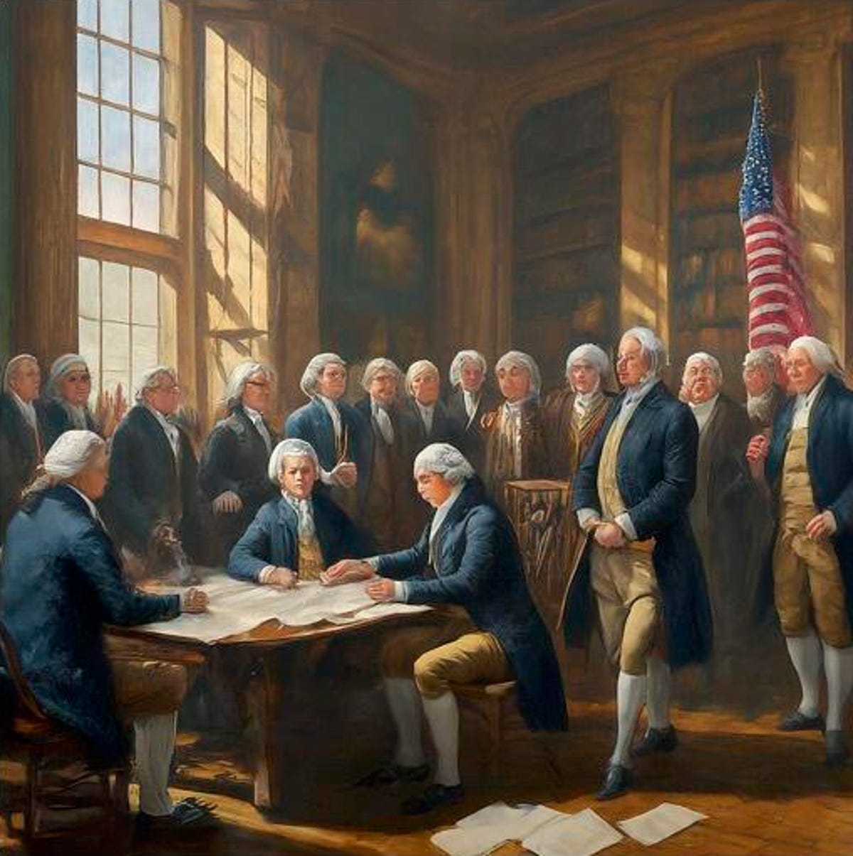 Bard-generated image of the signing of the Declaration of Independence