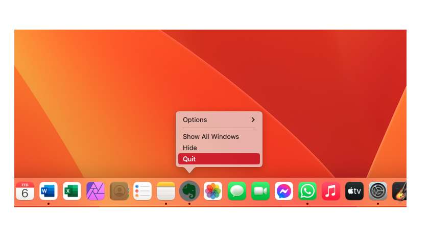Force quitting an app on Mac