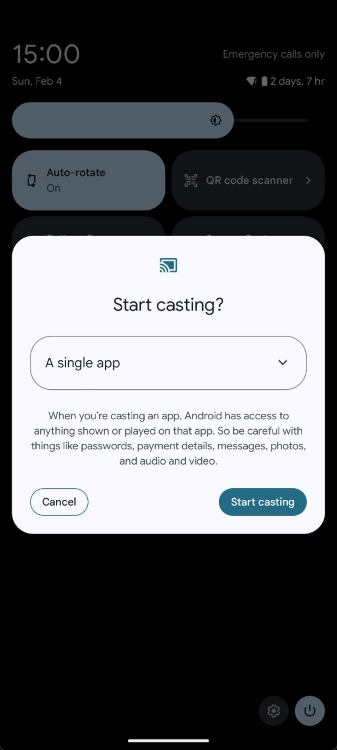 Cast a single app in Android 14 QPR2